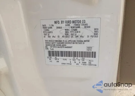 2007 Ford F-150 Fx4/Lariat/Xl/Xlt из США, поврежденный, VIN 1FTPX14V57FA49997